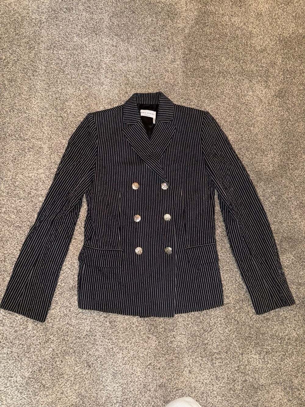 Vintage Sonia Rykiel Paris Black and White Pinstripe Double Breasted Blazer Jack